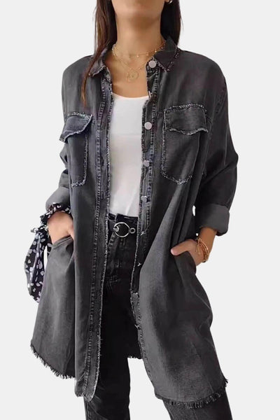 Clementine – Long Sleeve Lapel Denim Jacket