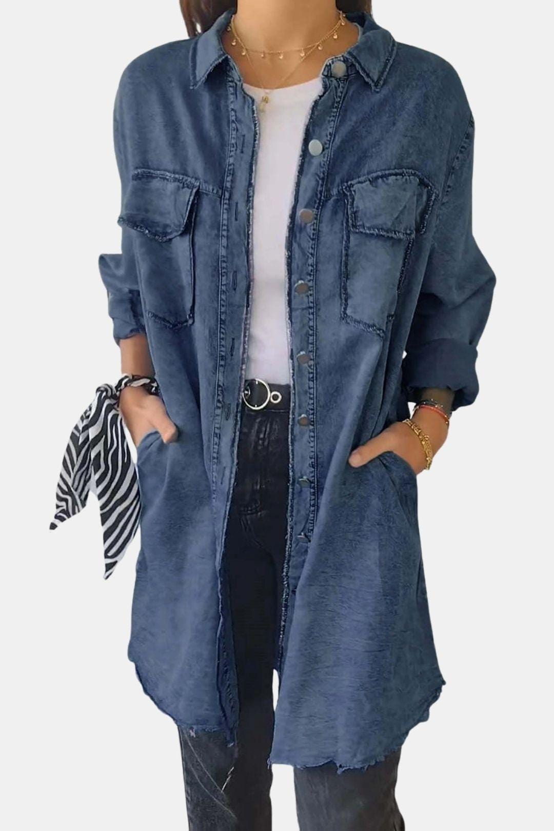 Clementine – Long Sleeve Lapel Denim Jacket