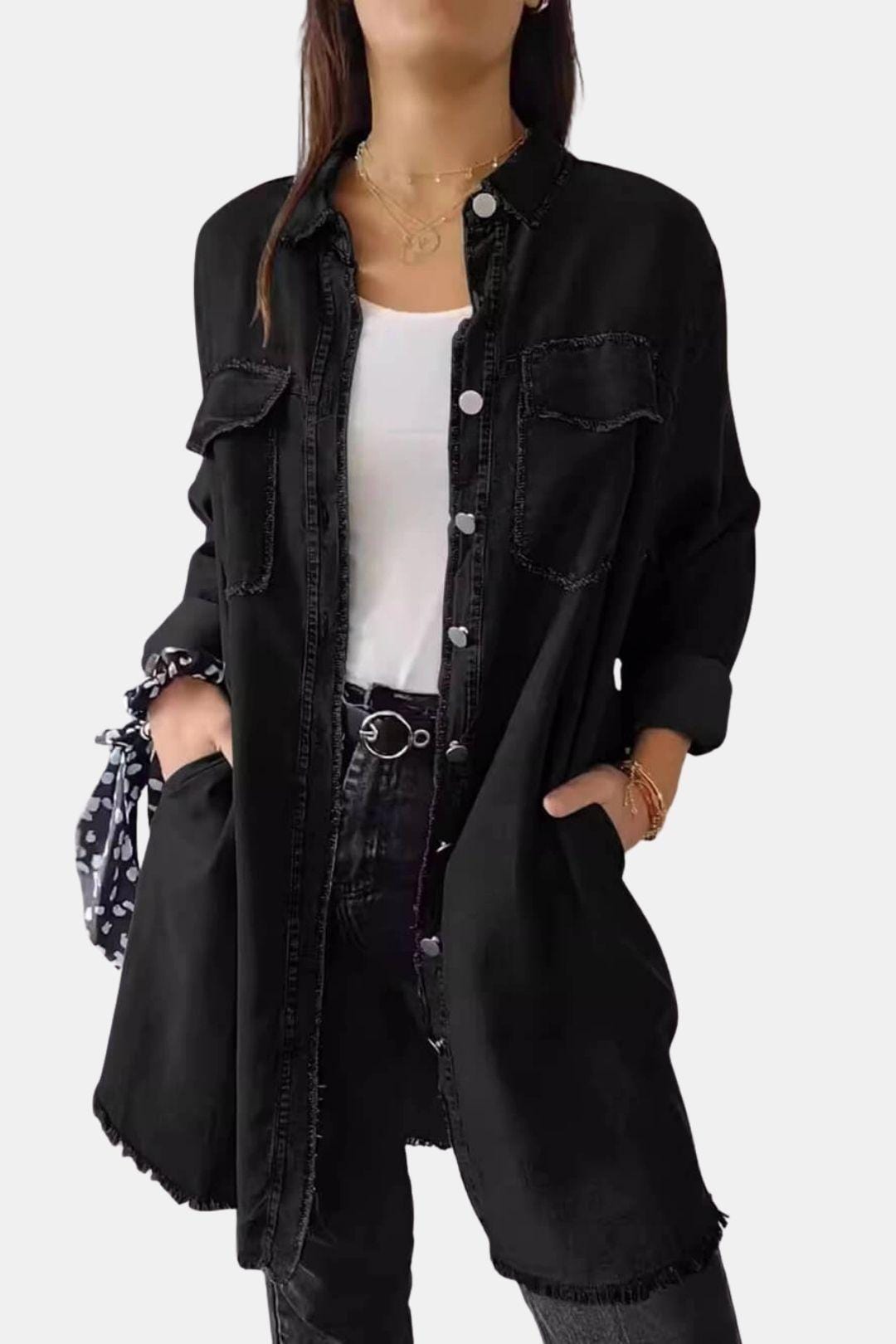 Clementine – Long Sleeve Lapel Denim Jacket