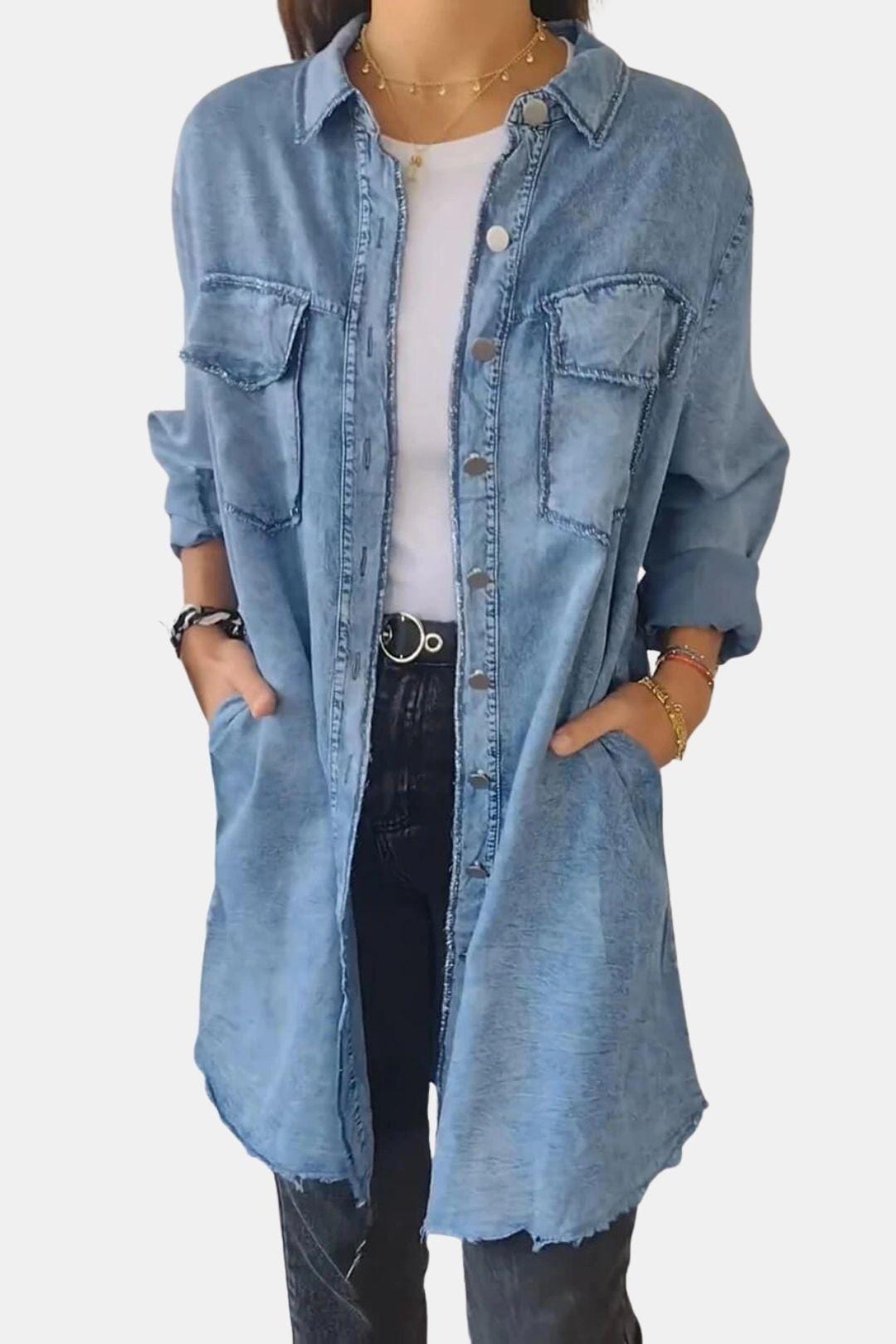 Clementine – Long Sleeve Lapel Denim Jacket