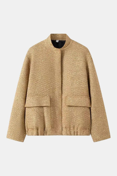 Constance – Gold Sequin Stand Collar Loose Jacket