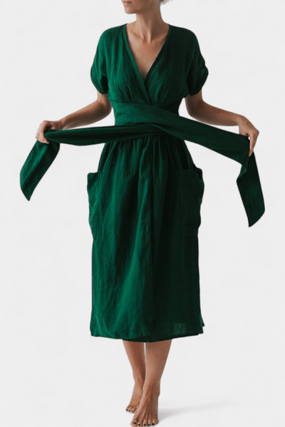 Cressida – V-Neck Midi Dress
