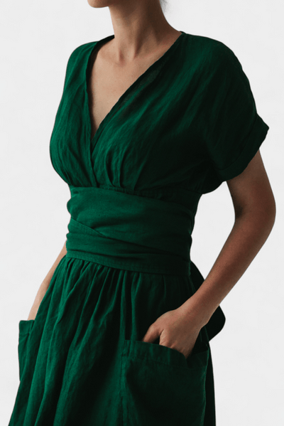 Cressida – V-Neck Midi Dress