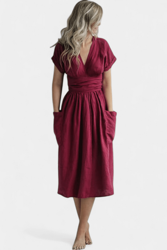 Cressida – V-Neck Midi Dress