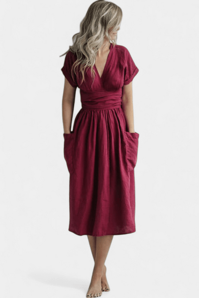 Cressida – V-Neck Midi Dress