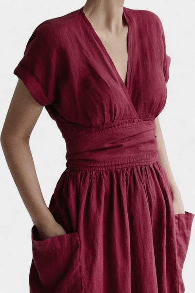 Cressida – V-Neck Midi Dress