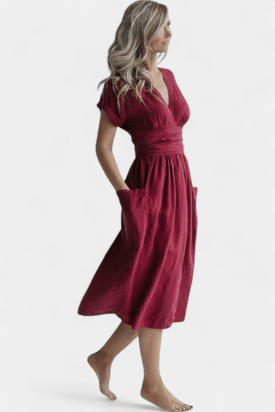 Cressida – V-Neck Midi Dress