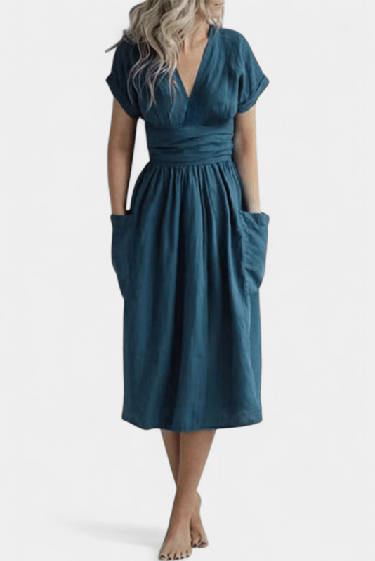 Cressida – V-Neck Midi Dress