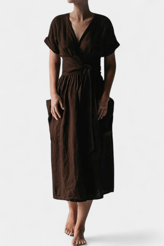 Cressida – V-Neck Midi Dress