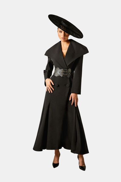 Cressida – Wide Lapel Double Breasted Coat with Belt