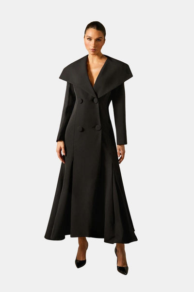 Cressida – Wide Lapel Double Breasted Coat with Belt