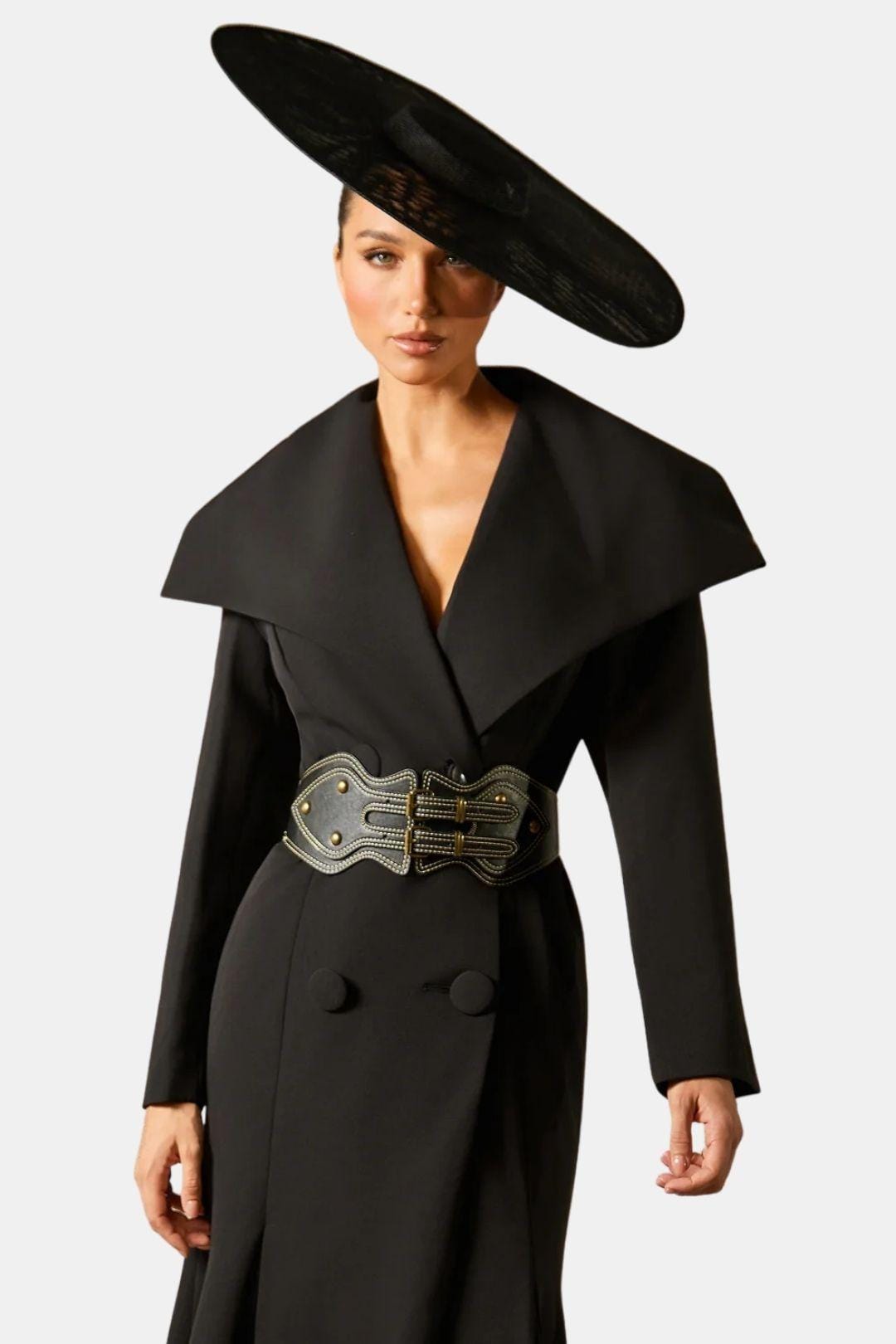 Cressida – Wide Lapel Double Breasted Coat with Belt