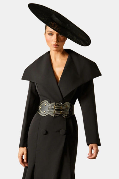 Cressida – Wide Lapel Double Breasted Coat with Belt