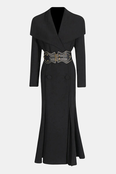 Cressida – Wide Lapel Double Breasted Coat with Belt