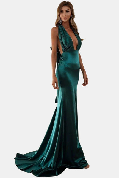 Danielle - Deep V-Neck Satin Maxi Dress