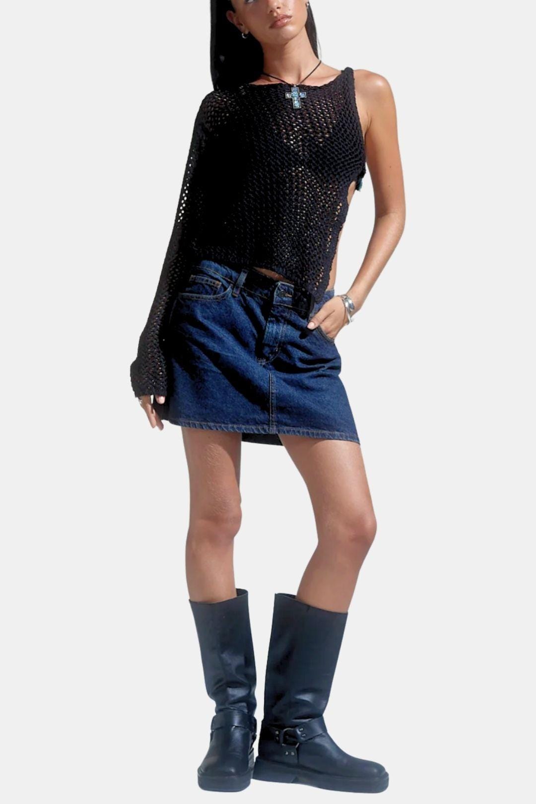 Danielyn - A-Line Denim Indigo Mini Skirt
