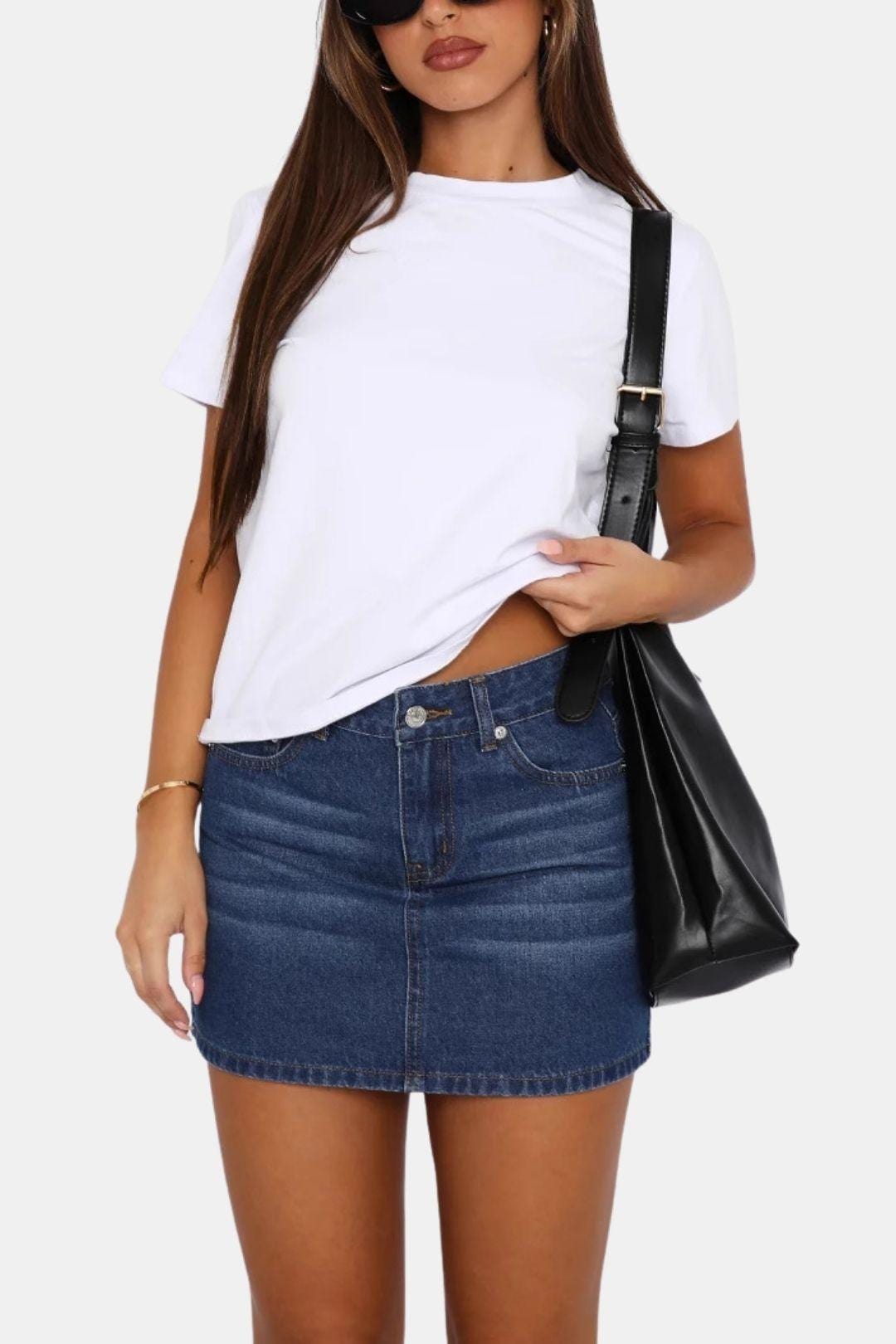 Danielyn - A-Line Denim Indigo Mini Skirt