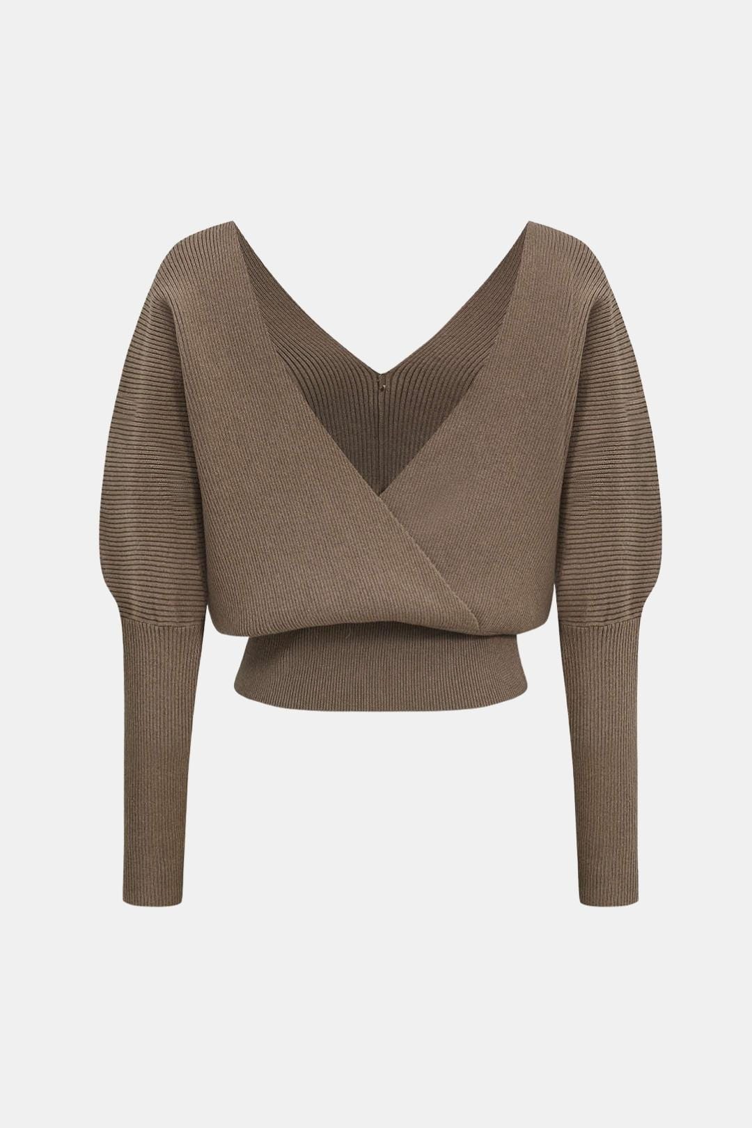 Daphne – Solid Button V-Neck Sweater Top