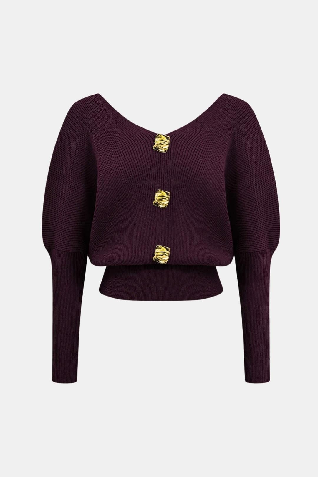 Daphne – Solid Button V-Neck Sweater Top