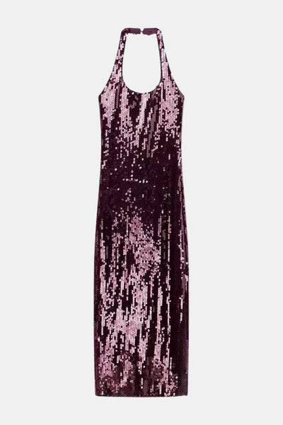 Darlene – Halter Neck Sequin Midi Dress