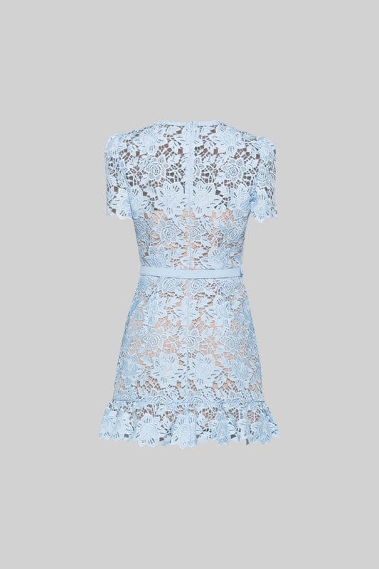 Delfina - Short Sleeve Floral Mini Dress in Blue