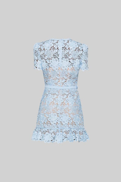Delfina - Short Sleeve Floral Mini Dress in Blue