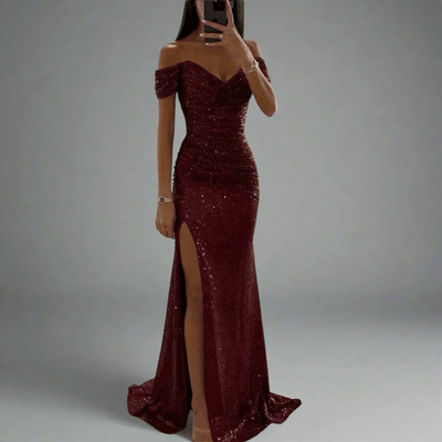 Domenica – Off-Shoulder Sequin Maxi Dress