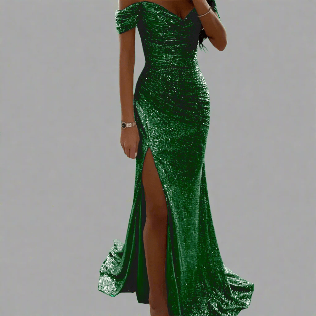 Domenica – Off-Shoulder Sequin Maxi Dress