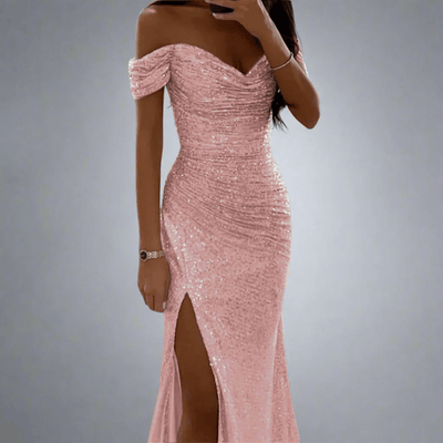 Domenica – Off-Shoulder Sequin Maxi Dress