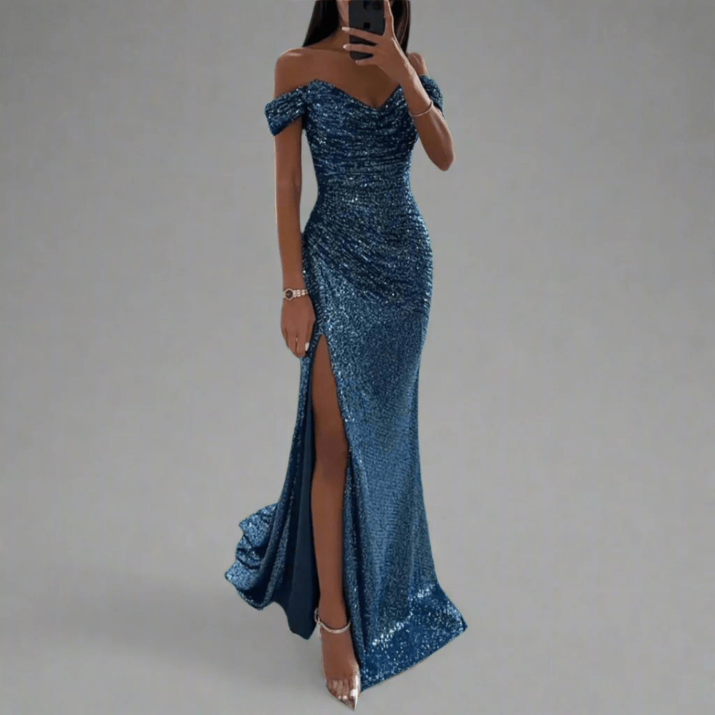 Domenica – Off-Shoulder Sequin Maxi Dress