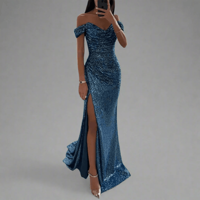 Domenica – Off-Shoulder Sequin Maxi Dress