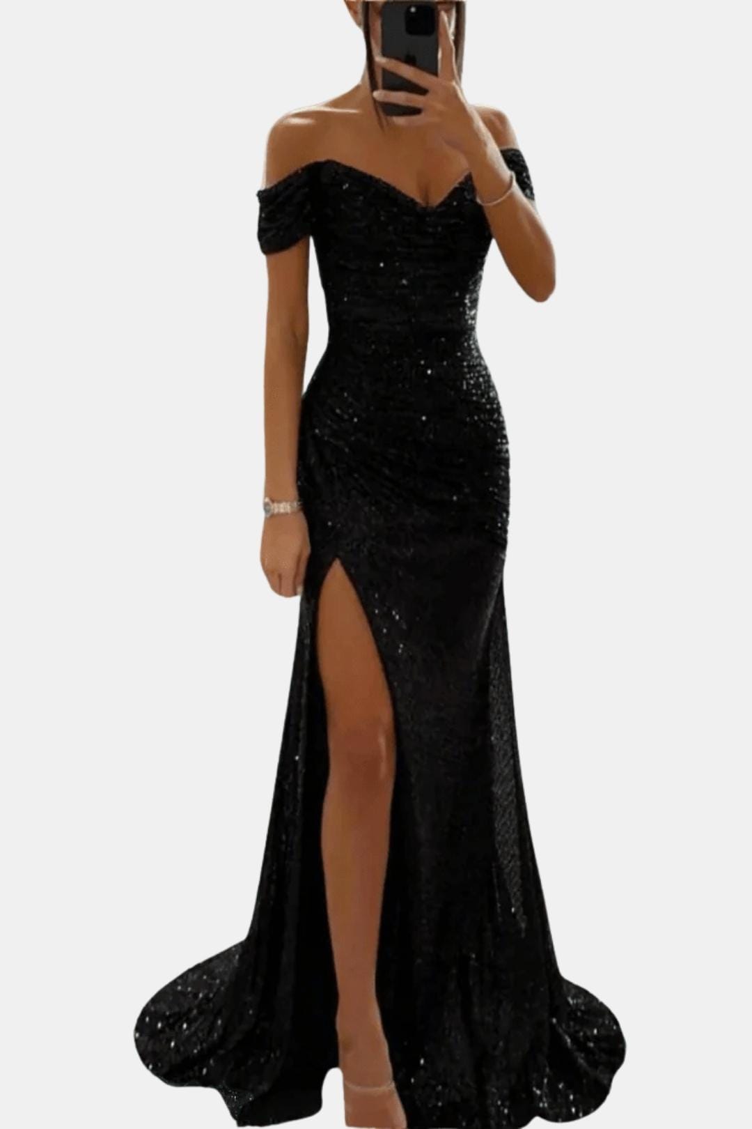 Domenica – Off-Shoulder Sequin Maxi Dress