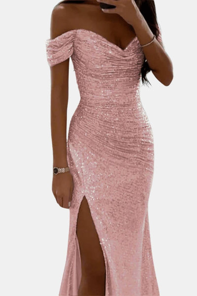 Domenica – Off-Shoulder Sequin Maxi Dress