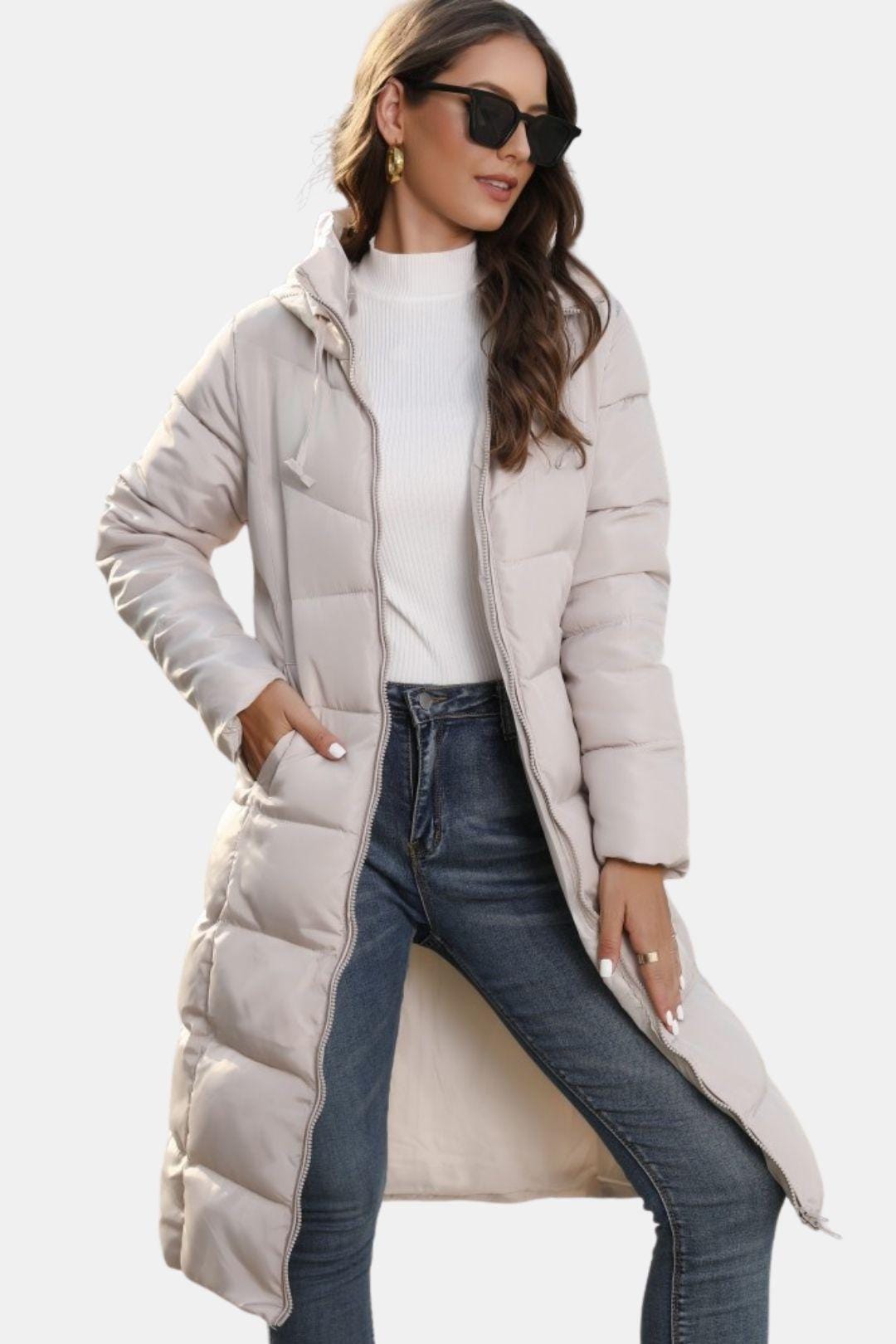 Dragana - Long Puffer Jacket with Zip Front