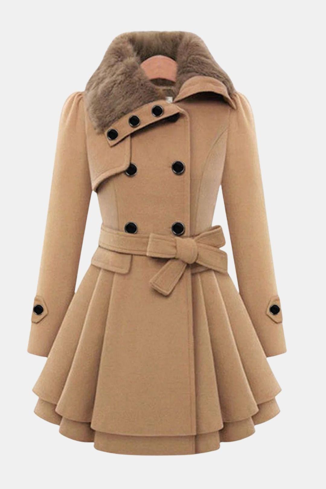 Dulce – Long Winter Coat with Fur Collar and Elegant Fit for Women