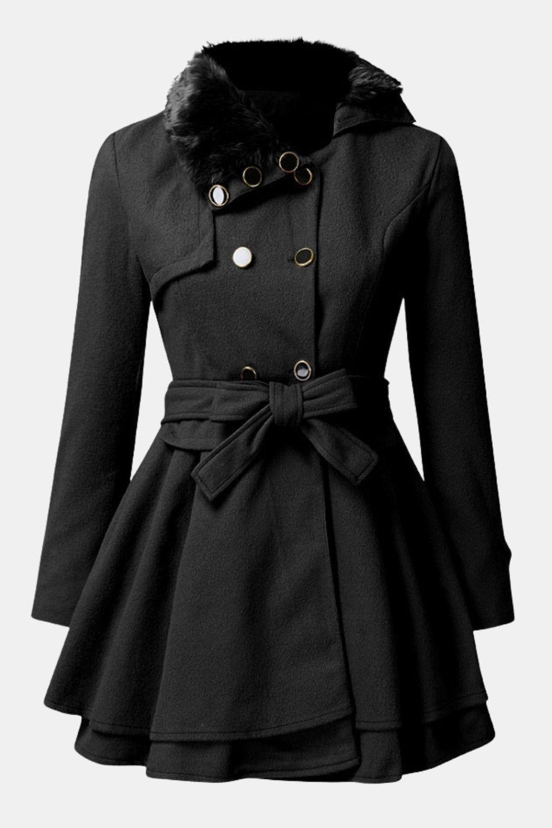 Dulce – Long Winter Coat with Fur Collar and Elegant Fit for Women