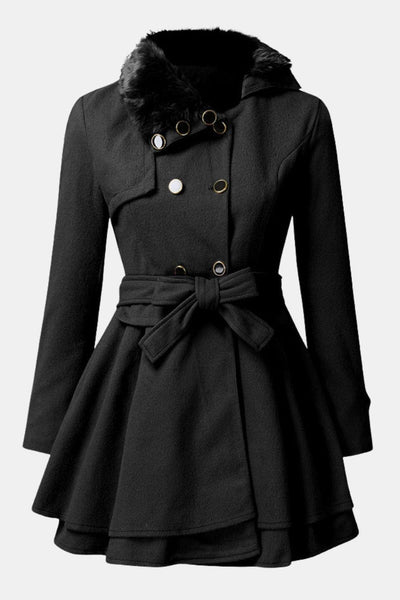 Dulce – Long Winter Coat with Fur Collar and Elegant Fit for Women