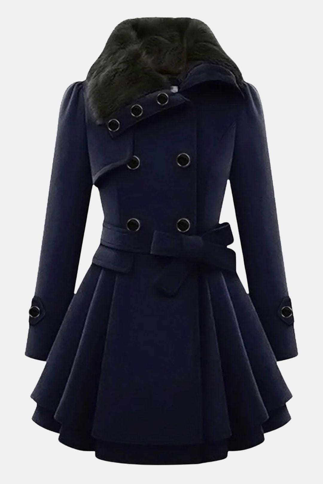 Dulce – Long Winter Coat with Fur Collar and Elegant Fit for Women
