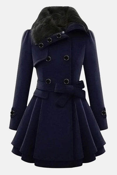 Dulce – Long Winter Coat with Fur Collar and Elegant Fit for Women