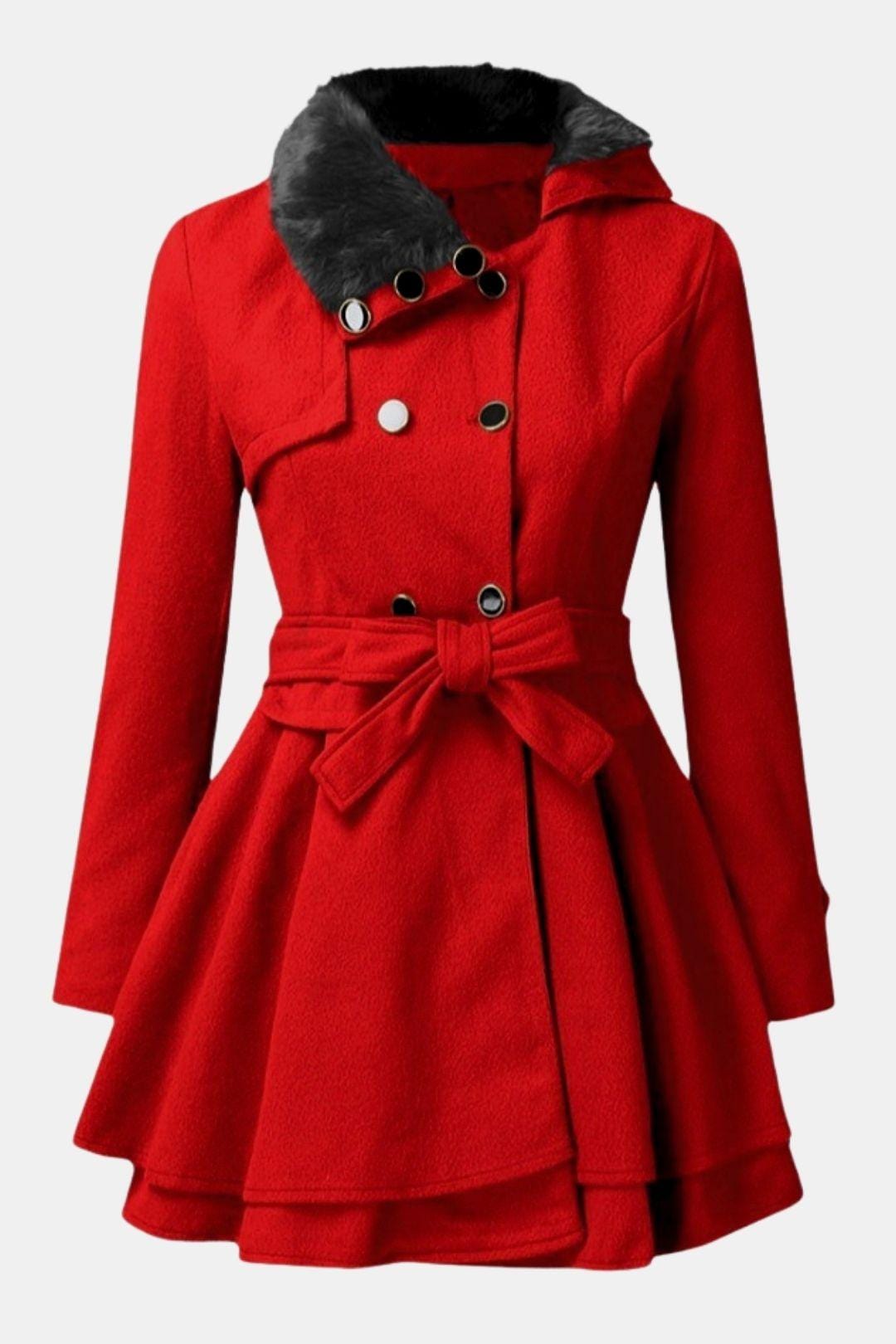 Dulce – Long Winter Coat with Fur Collar and Elegant Fit for Women