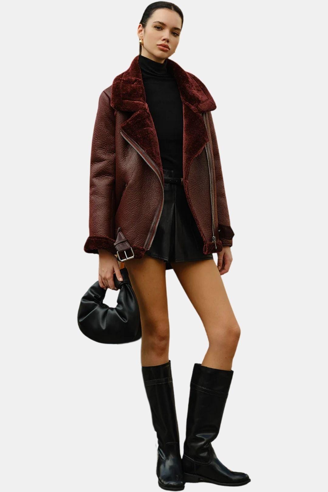 Dustine – Zipper Belted Soft Fleece Jacket