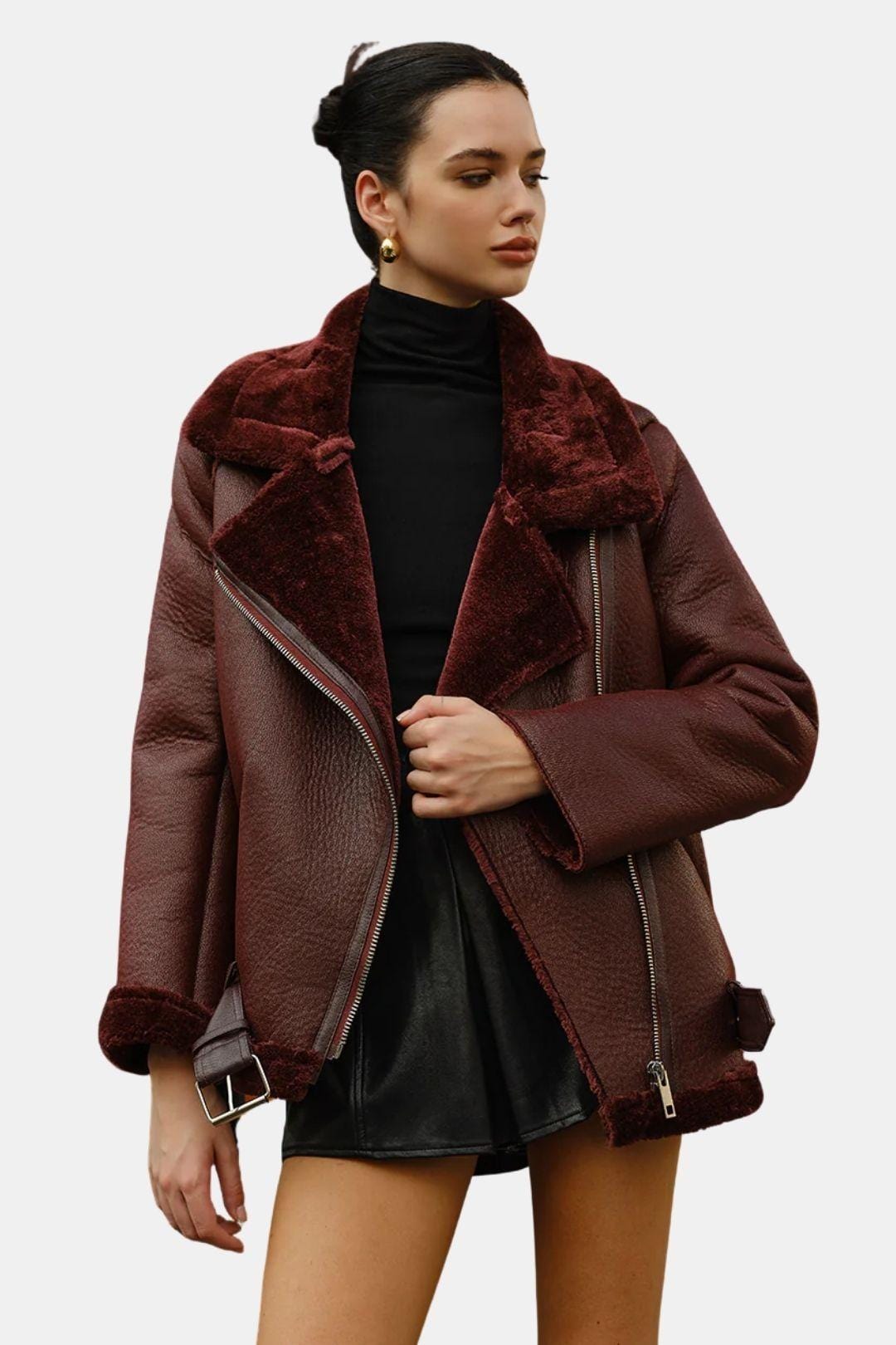 Dustine – Zipper Belted Soft Fleece Jacket