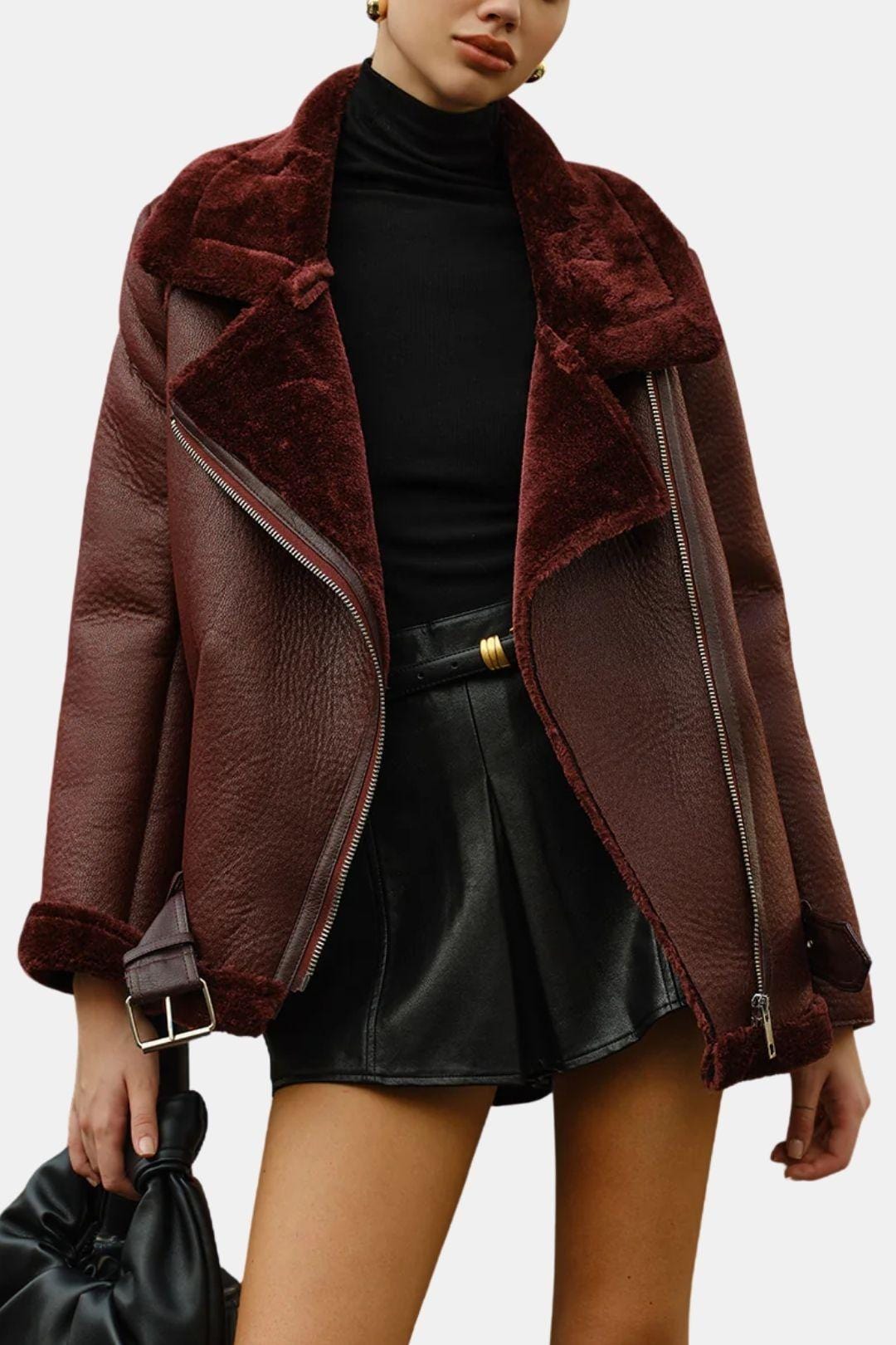 Dustine – Zipper Belted Soft Fleece Jacket