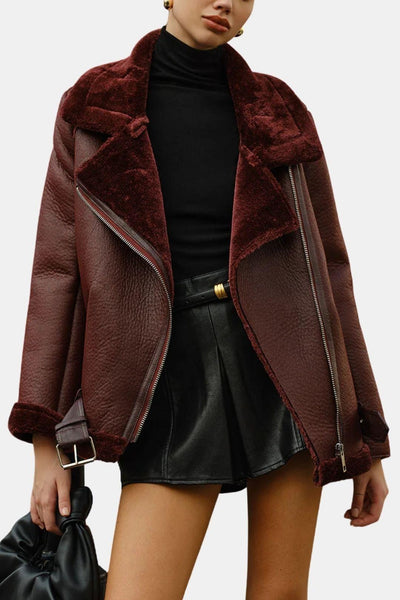 Dustine – Zipper Belted Soft Fleece Jacket