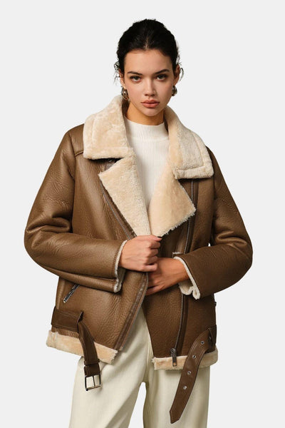 Dustine – Zipper Belted Soft Fleece Jacket