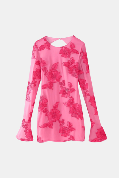 Elina – Floral Appliqué Mesh Maxi Dress
