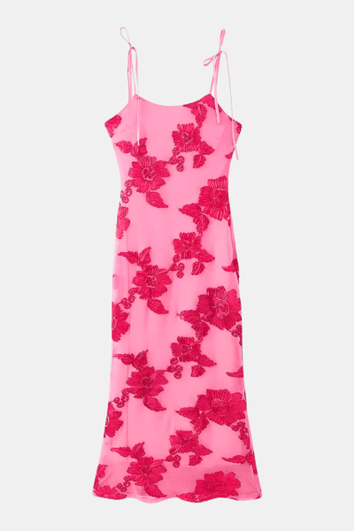 Elina – Floral Appliqué Mesh Maxi Dress