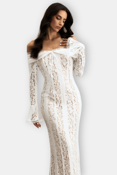 Elodie – Off Shoulder Lace Maxi Dress