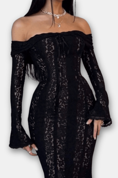 Elodie – Off Shoulder Lace Maxi Dress
