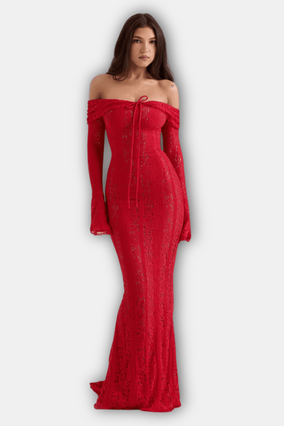 Elodie – Off Shoulder Lace Maxi Dress